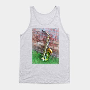 Music - Saxophone Against Brick Tank Top